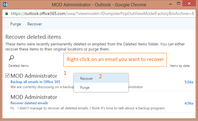 How To Recover Deleted Emails In Office 365
