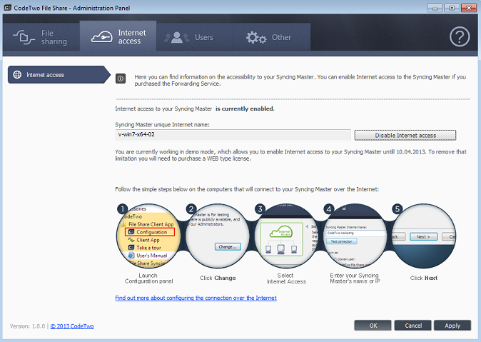 Enabling Internet access for users working from outside the office Internet access