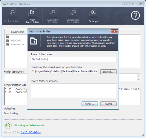 Sharing files and folders with other users Sharing files and folders with other users