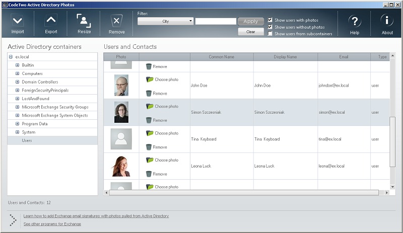 CodeTwo Active Directory Photos screen shot