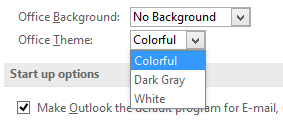 Outlook 2016 theme options