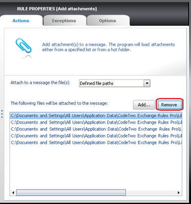 Removing files from the list..