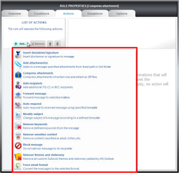 List of actions to choose from. List of actions to choose from