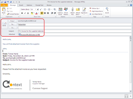 Message forwarded manually by the user Message forwarded manually by the user