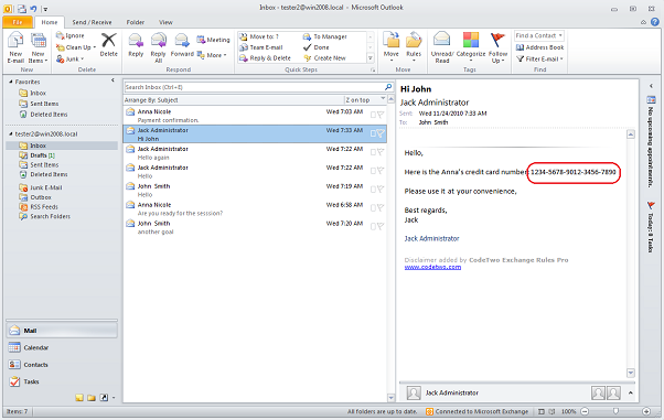 Message with no rule applied Message with no rule applied