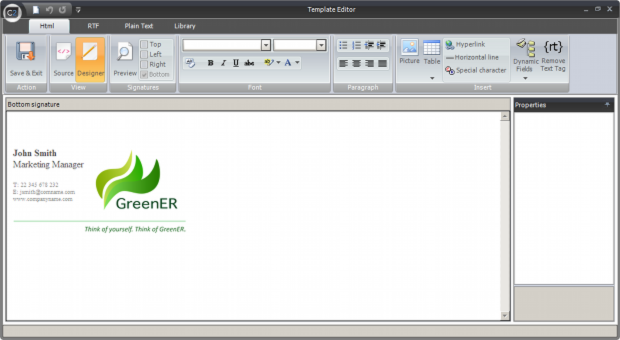 Template editor window. Template editor window.