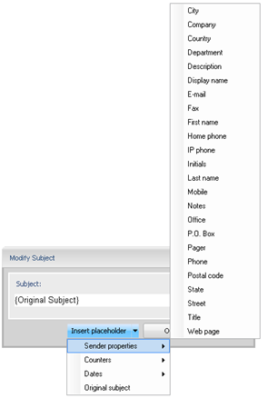 Active Directory fields menu.. Active Directory fields menu..