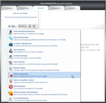 Choose Remove keywords in the Action tab.. Choose Remove keywords in the Action tab..