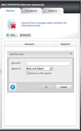 Define the keyword and location in the message Define the keyword and location in the message