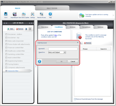 Defining the keyword and the search location.