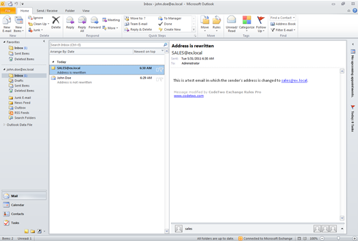 Message after the address has been rewritten. Message after the address has been rewritten.