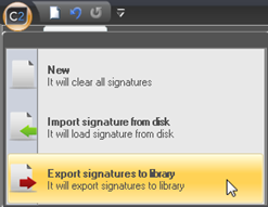 Exporting signatures to the library.