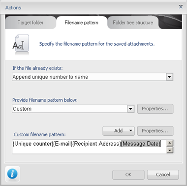 Build the custom filename pattern from dynamic fields. Build the custom filename pattern from dynamic fields.