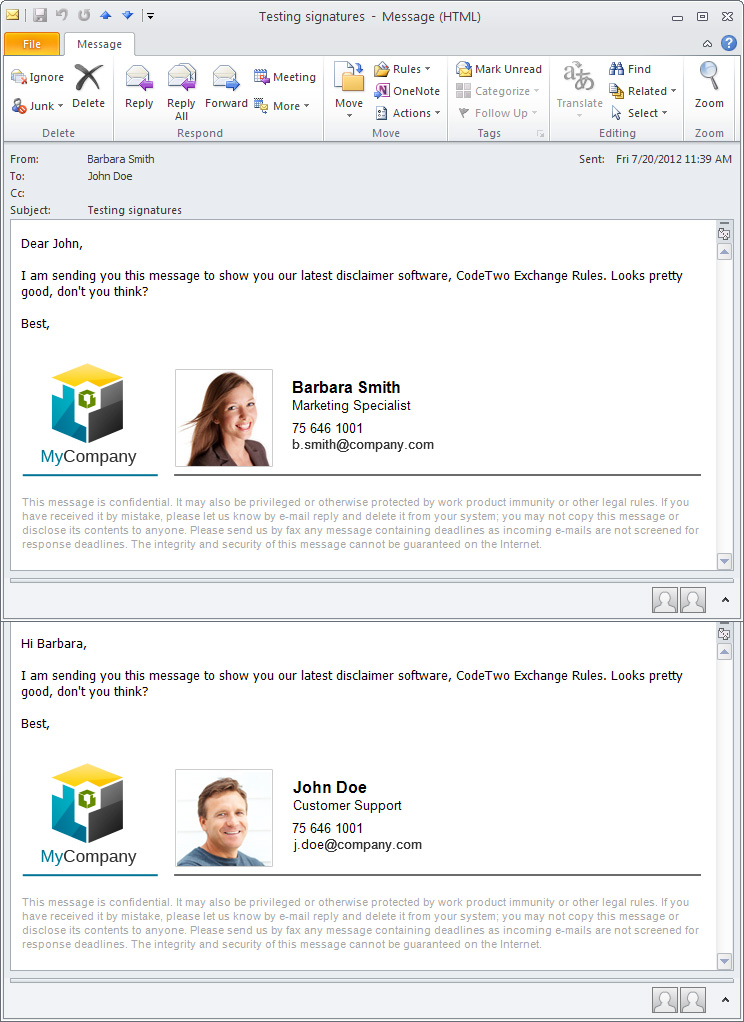Add images and company photos to email signatures on Exchange 2007
