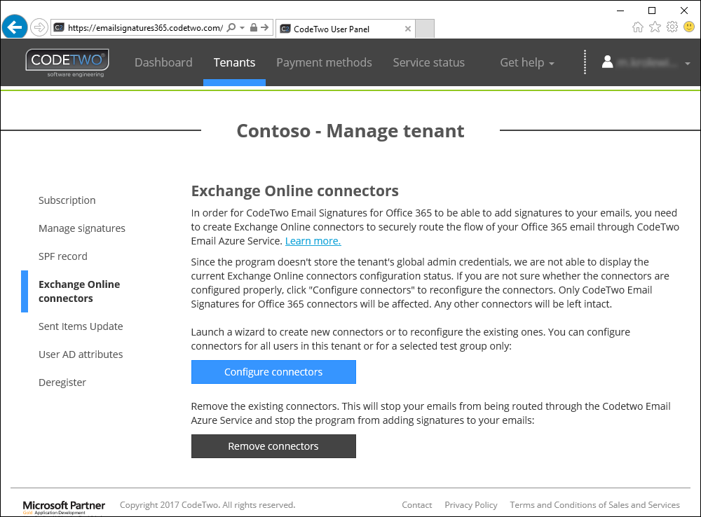 Configuration of the program How to uninstall the software CodeTwo