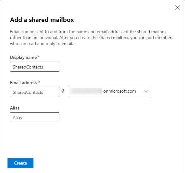 Specifying basic shared mailbox settings
