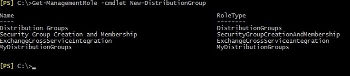 Display all Management Roles with a specific cmdlet