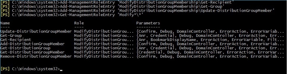 Add missing cmdlets to the Management Role