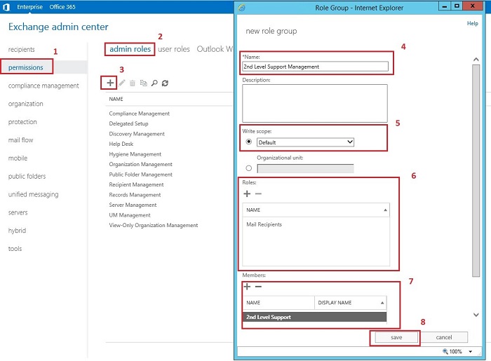 A step-by-step example of creating a new Admin Role 