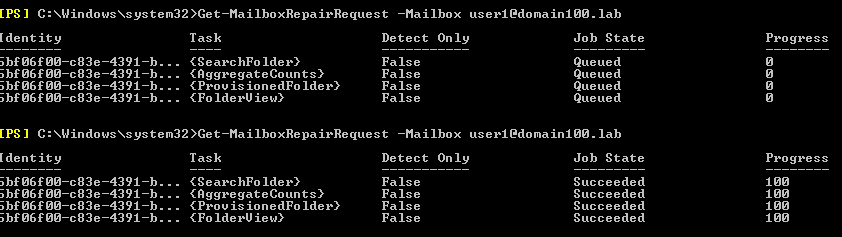 Get-MailboxRepairRequest
