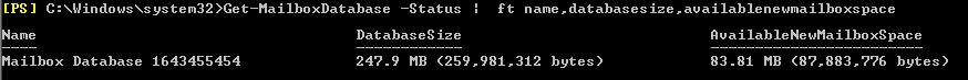 Get-MailboxDatabase -Status 