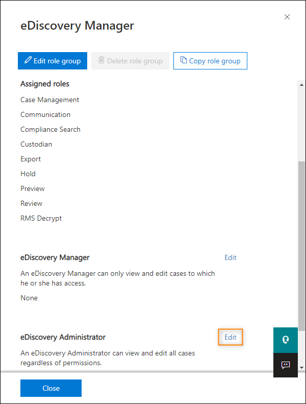 Adding your account to eDiscovery Manager role group