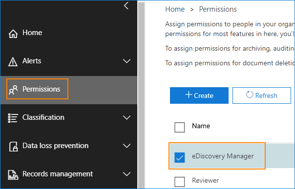 eDiscovery Manager permissions