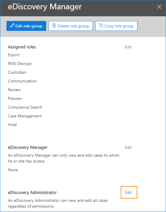 Choosing the eDiscovery Administrator