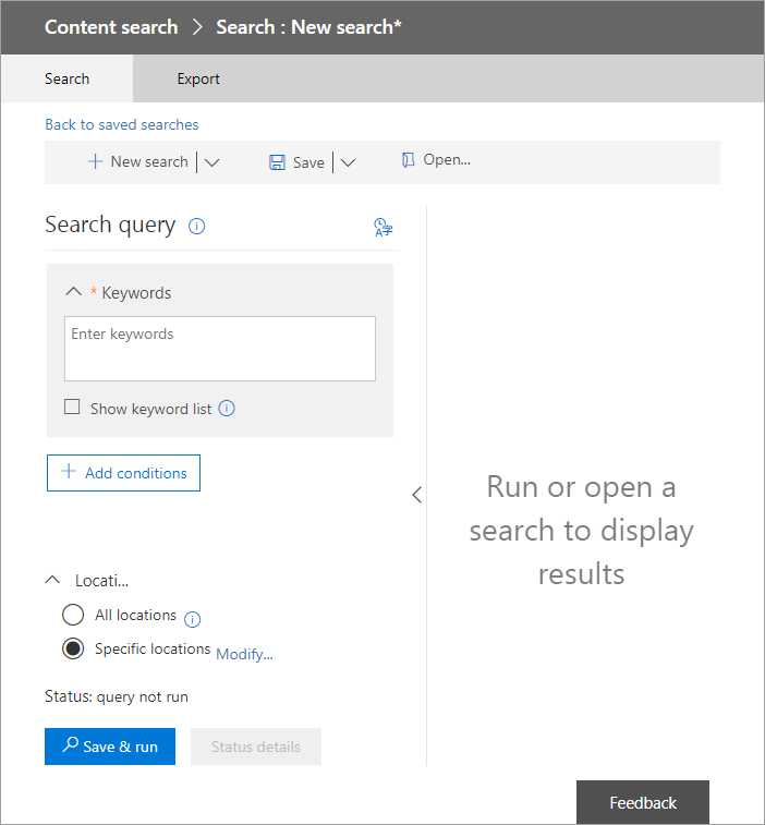 How to export Office 365 mailboxes to pst New Search - choose what to export