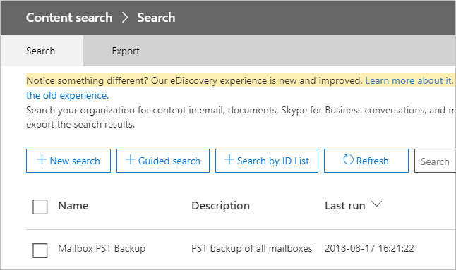 Save results of the content search