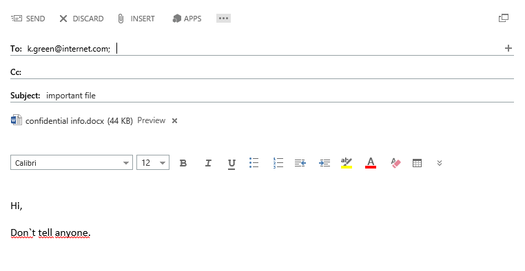 An email with a DOCX file attached