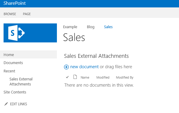 A new library created in SharePoint