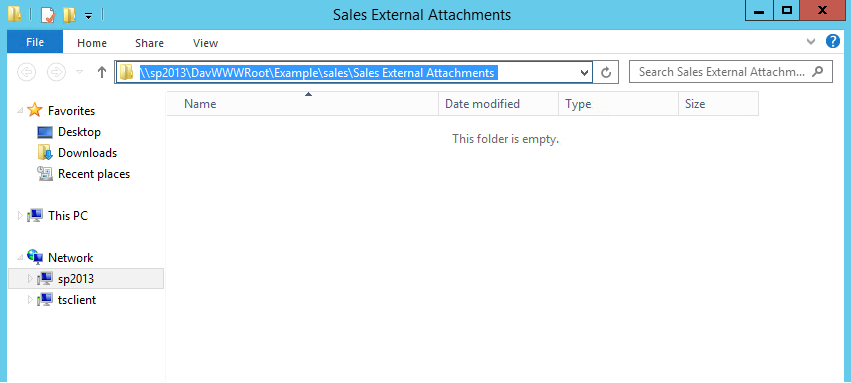 A SharePoint library accessed via Windows Explorer