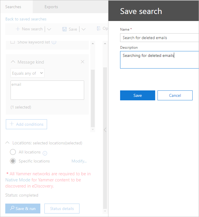 save & run search