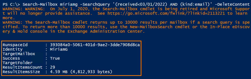 Delete content with Search-Mailbox - summary
