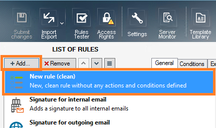 CodeTwo Exchange Rules Pro - New rule.