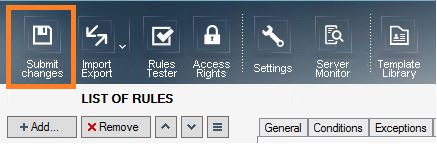 CodeTwo Exchange Rules Pro - submit changes.