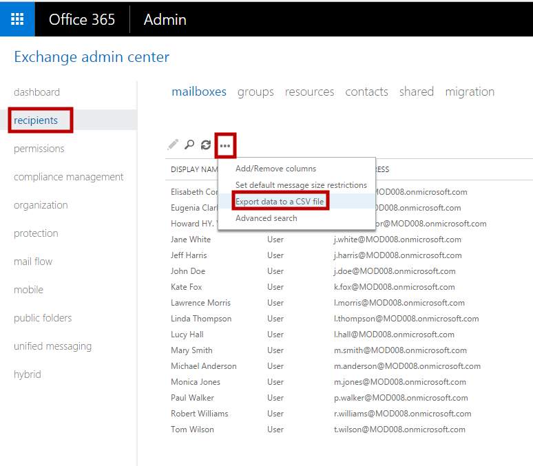 How to export users from Active Directory EAC 1