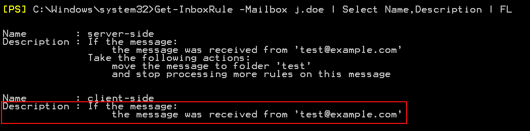 Get-InboxRule rules server-side vs client-side Managing Outlook rules