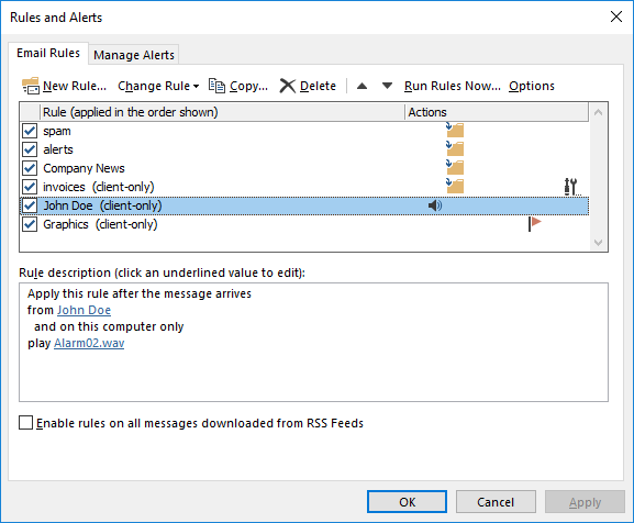 Managing Outlook Rules and Alerts