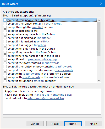 autoreply for distribution group 13 exceptions