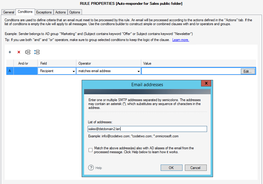 autoreply for public folder 10 er pro conditions