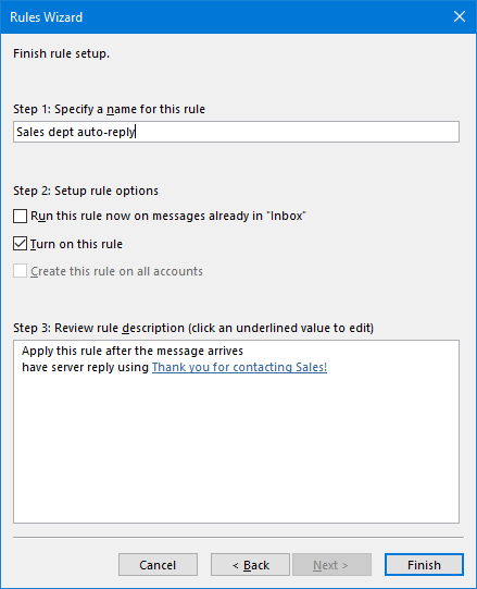 How to setup auto reply for shared mailbox in Exchange