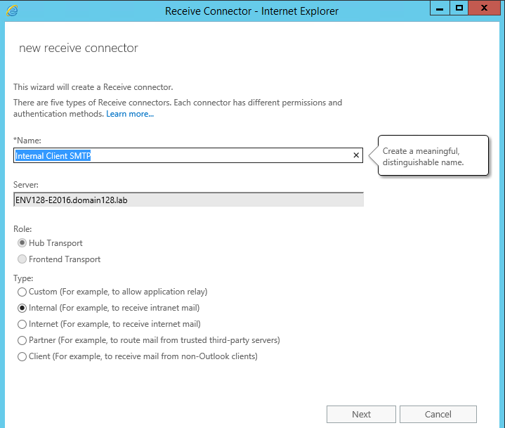 How to prevent internal email spoofing in Exchange - create new connector 1