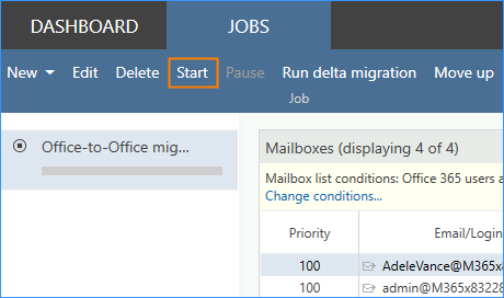 Start the migration job