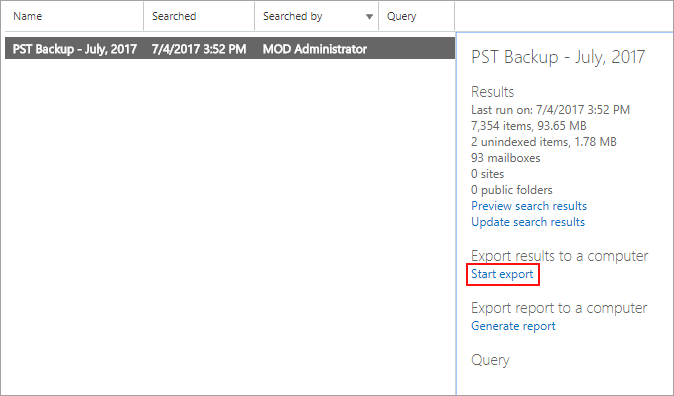 Export Office 365 Mailboxes to PST files