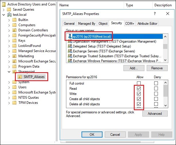 Exchange 2016 and Sharepoint integration set permissions
