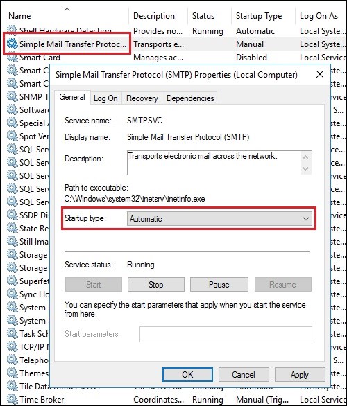 Exchange 2016 and Sharepoint integration Automatic SMTP service start