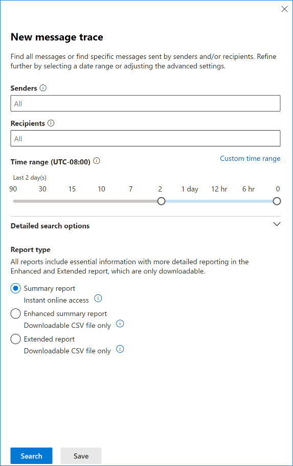 Message trace options