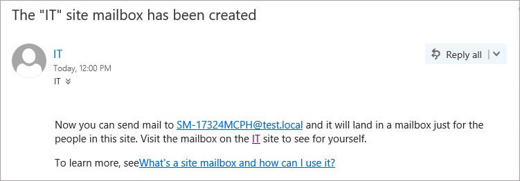 SharePoint and Exchange integration - create site mailbox 4